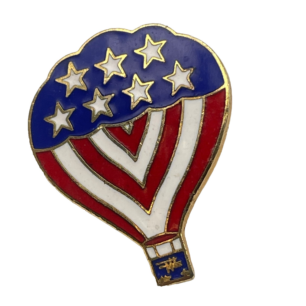 CGIFT Creations USA Flag Patriotic Hot Air Balloon Enamel Souvenir Lapel Pin Y2K